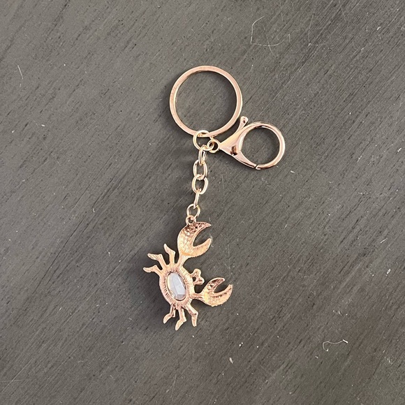 Crab Allover Clear Rhinestone 4" Gold Bag Purse Charm Keychain Mermaid Beach - Picture 3 of 4